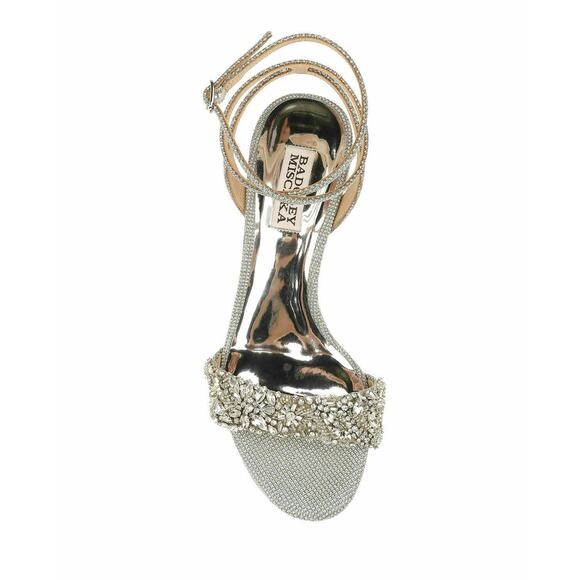 Badgley Mischka Women's Jada Ankle Wrap Block Heel Silver MP5316 Size 10 NIB - Picture 10 of 12